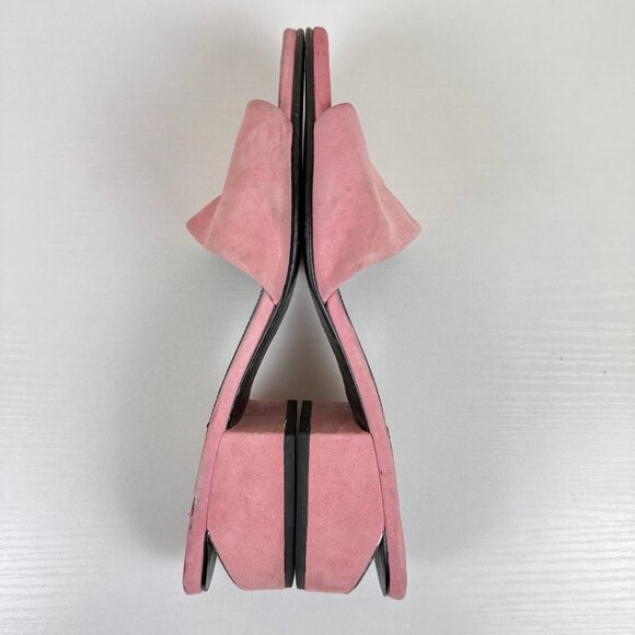 Alexander Wang Pink Suede Block Heel Slides - Picture 6 of 11